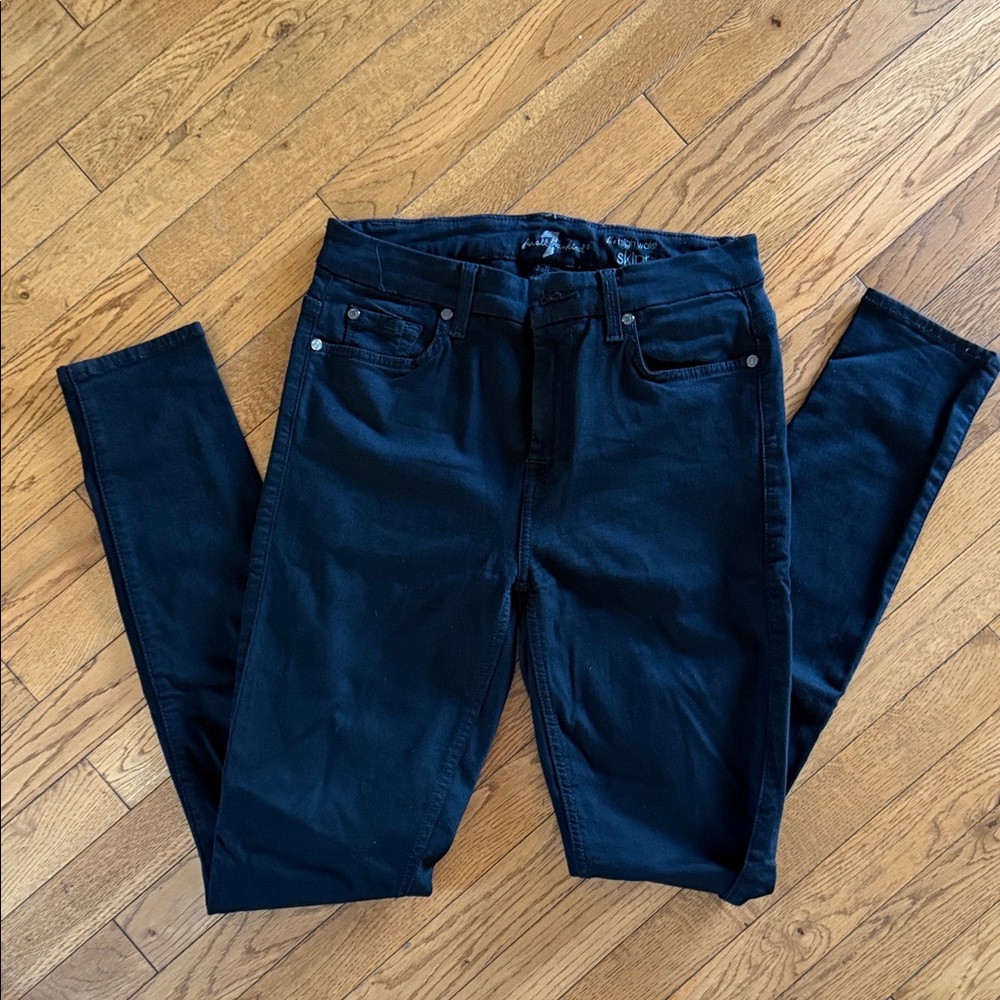 7 For All Mankind High Waist Black Skinny Jeans